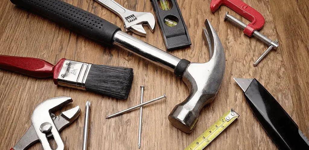 Handyman tools laid out for home repair and maintenance work in Arvada, CO