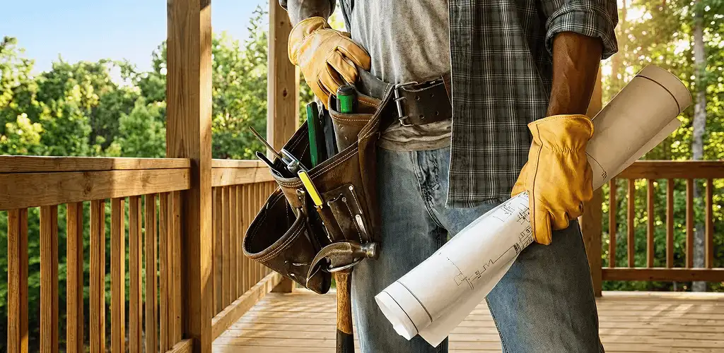 Professional handyman with tool belt ready for home repairs in Arvada, CO