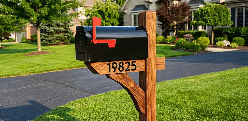 New mailbox installation with post and address number for a home in Arvada, CO